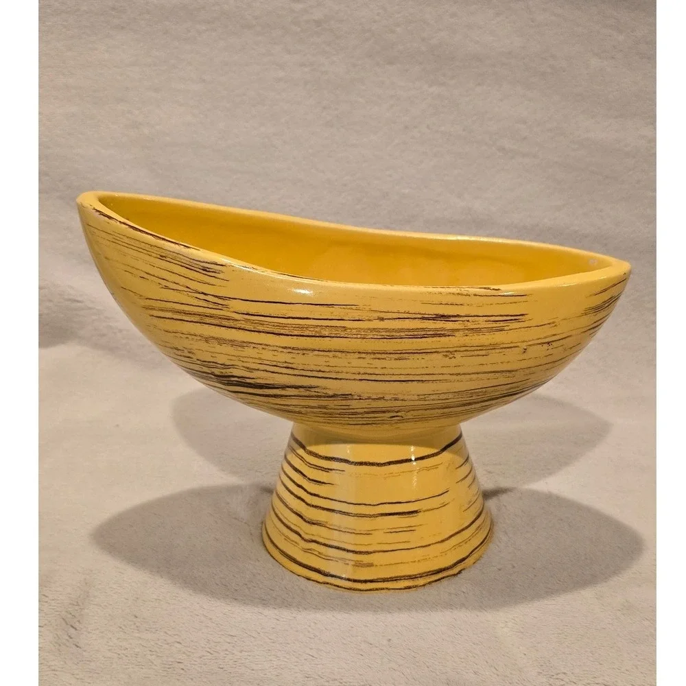 Vintage McCoy USA Planter Pedestal Yellow Ceramic Flower Pot‎ Home Decor